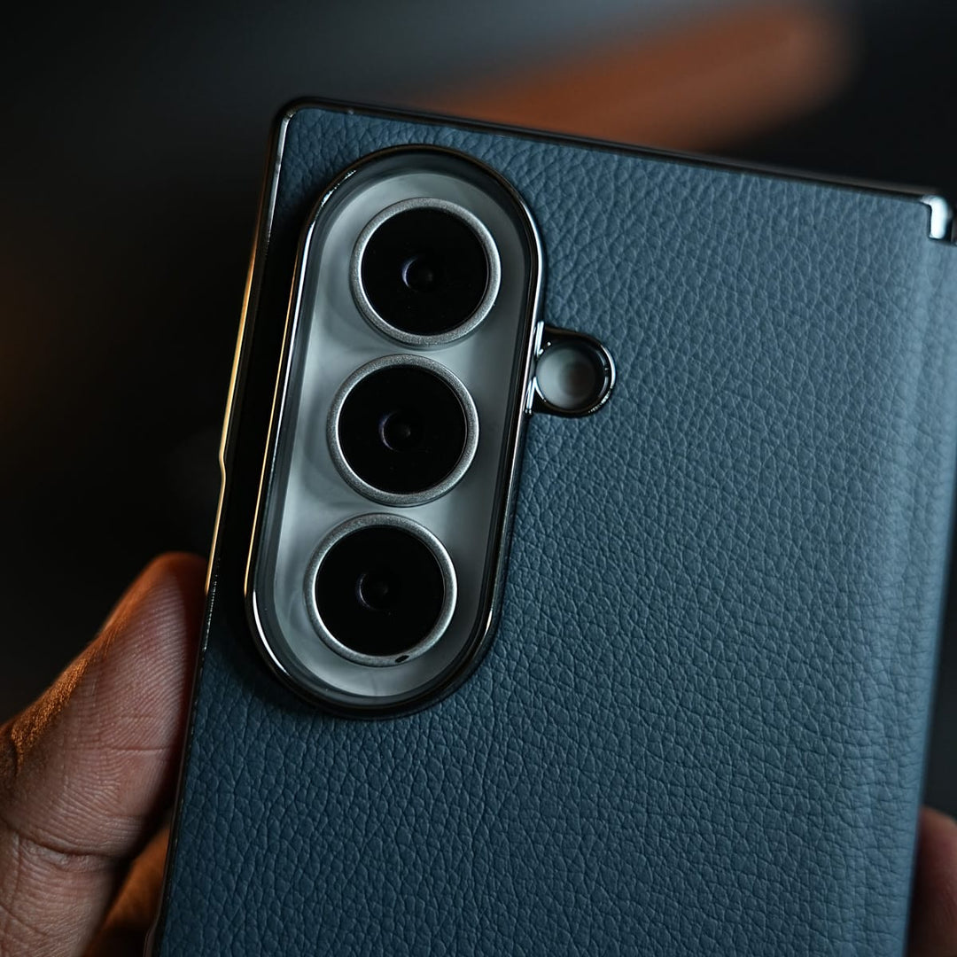 FRATO Z Fold 8 Series Leather Chrome Plated Case with Front Glass Protection For Samsung Galaxy Z Fold 8 Ultra | Premium Textured Finish