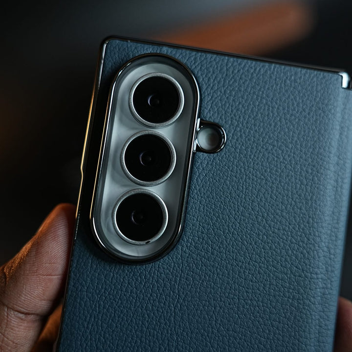 FRATO Z Fold 8 Series Leather Chrome Plated Case with Front Glass Protection For Samsung Galaxy Z Fold 8 Ultra | Premium Textured Finish