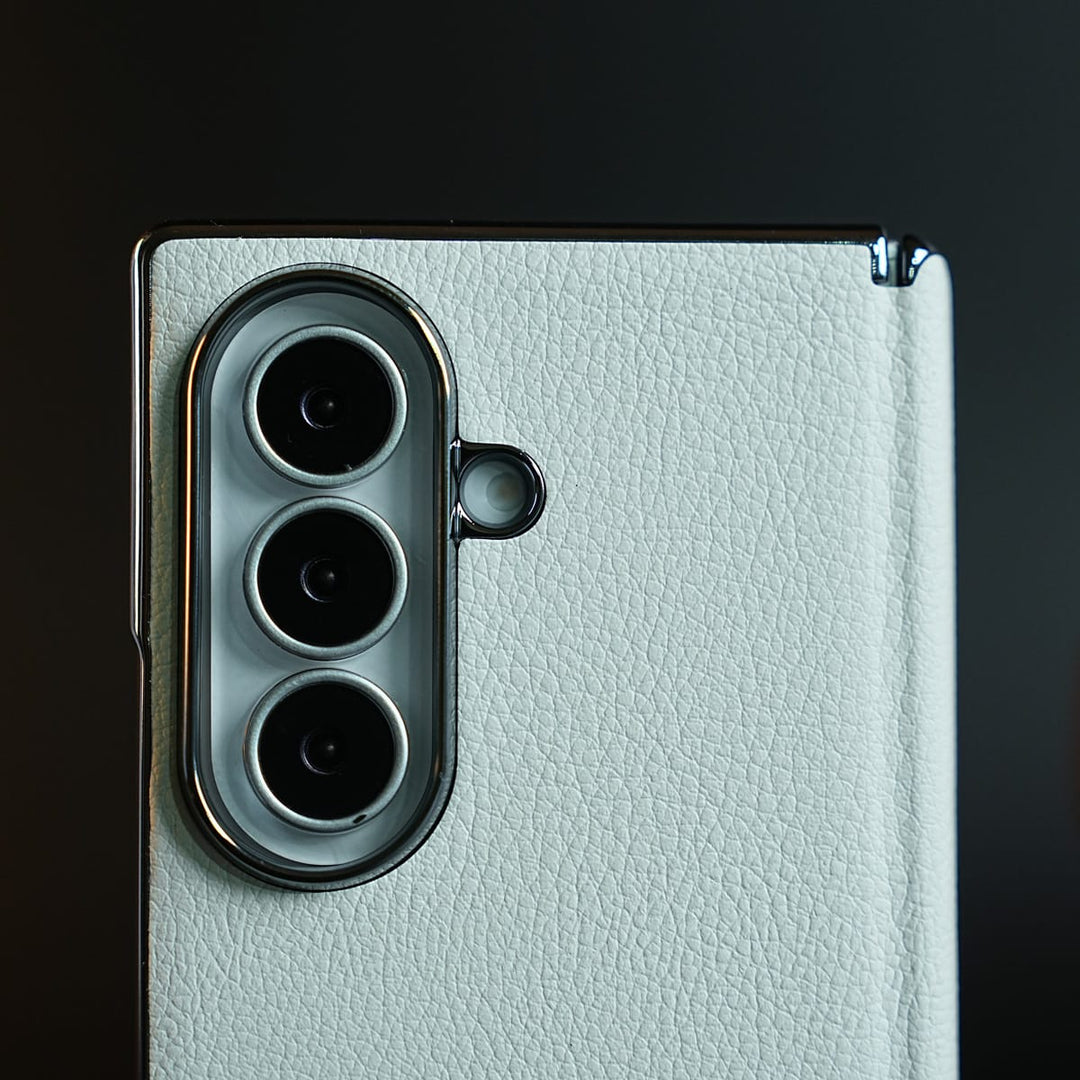 FRATO Z Fold 8 Series Leather Chrome Plated Case with Front Glass Protection For Samsung Galaxy Z Fold 8 Ultra | Premium Textured Finish