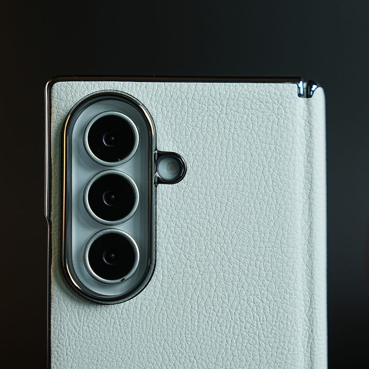 FRATO Z Fold 8 Series Leather Chrome Plated Case with Front Glass Protection For Samsung Galaxy Z Fold 8 Ultra | Premium Textured Finish