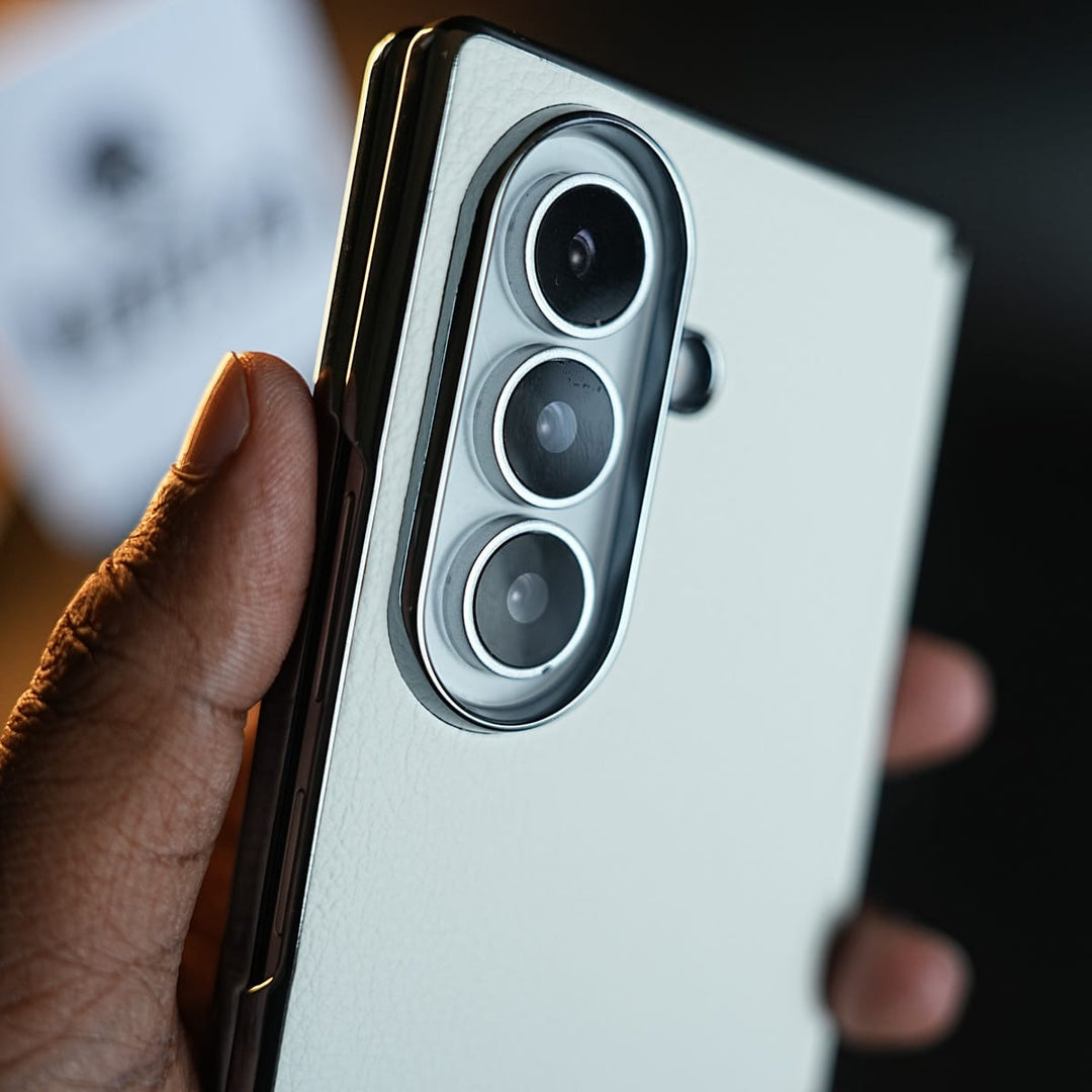 FRATO Z Fold 8 Series Leather Chrome Plated Case with Front Glass Protection For Samsung Galaxy Z Fold 8 Ultra | Premium Textured Finish