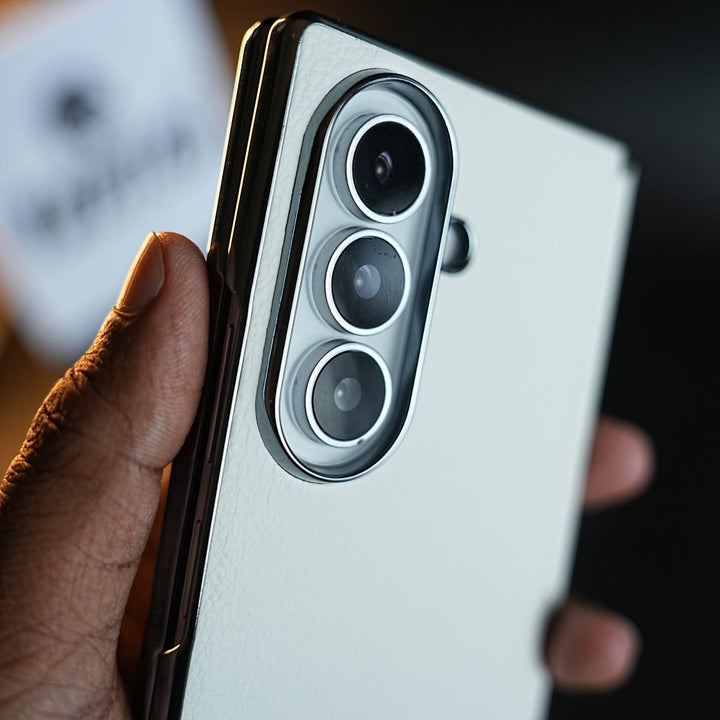 FRATO Z Fold 8 Series Leather Chrome Plated Case with Front Glass Protection For Samsung Galaxy Z Fold 8 Ultra | Premium Textured Finish