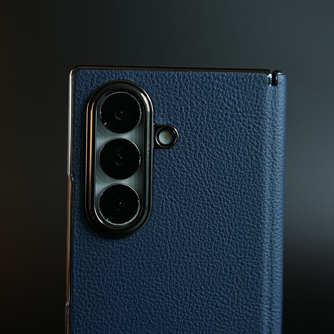 FRATO Fold 7 Collection Leather Chrome Plated Case with Front Glass Protection For Samsung Galaxy Z Fold 7 | Premium Textured Finish