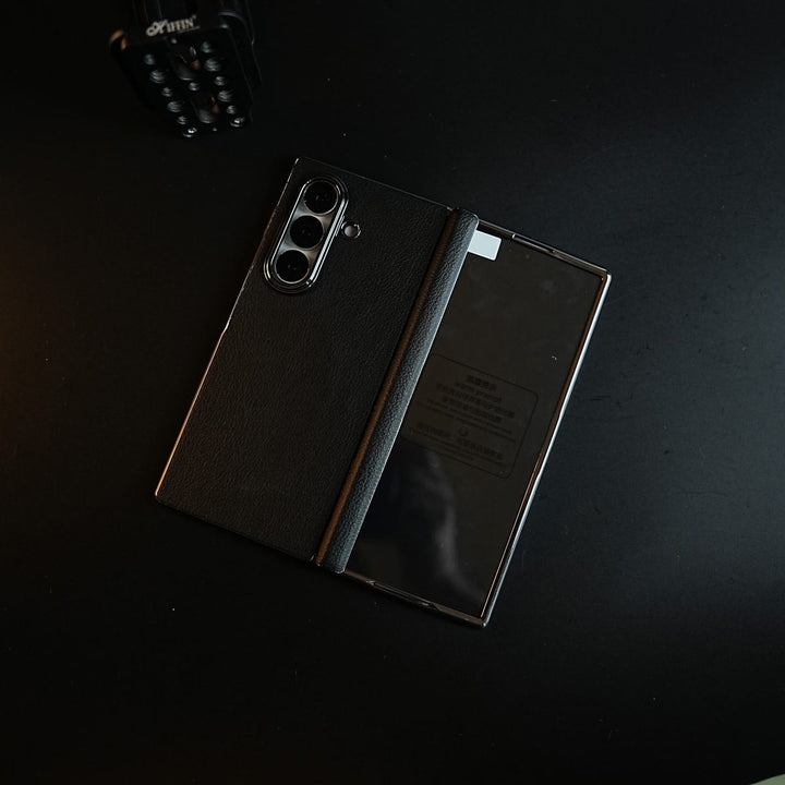 FRATO Z Fold 8 Series Leather Chrome Plated Case with Front Glass Protection For Samsung Galaxy Z Fold 8 Ultra | Premium Textured Finish