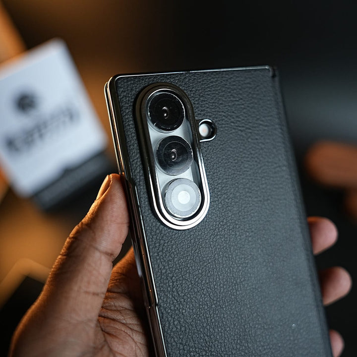 FRATO Z Fold 8 Series Leather Chrome Plated Case with Front Glass Protection For Samsung Galaxy Z Fold 8 Ultra | Premium Textured Finish