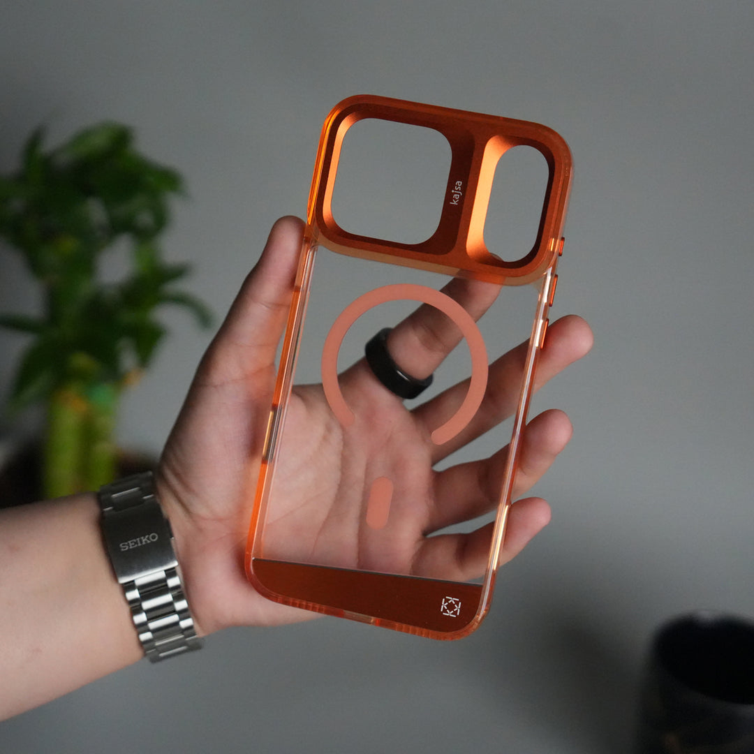 iPhone 17 Pro Clear MagSafe Case | Aluminum Metal Camera Frame | Shockproof Transparent Back Cover