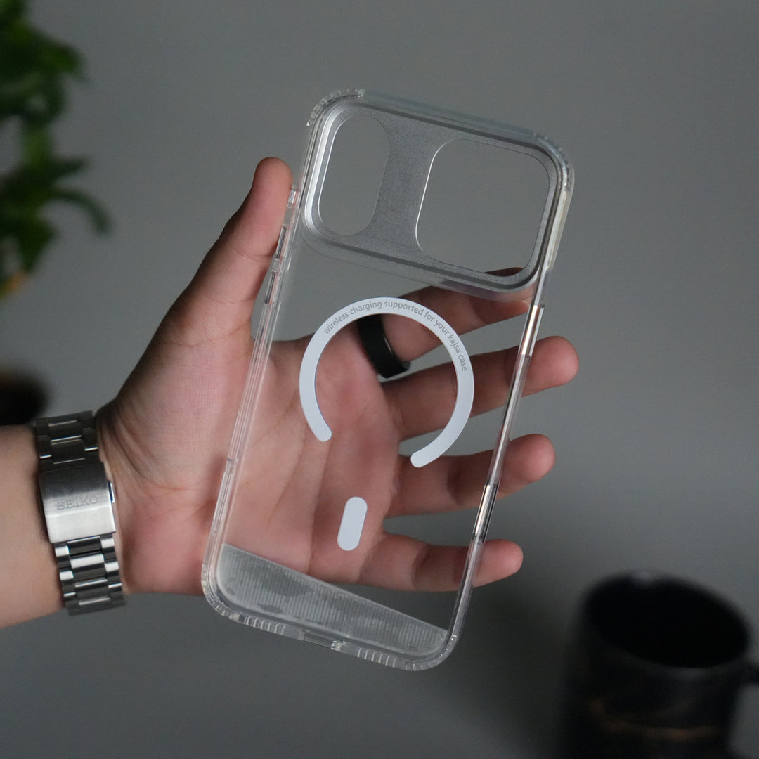iPhone 17 Pro Clear MagSafe Case | Aluminum Metal Camera Frame | Shockproof Transparent Back Cover