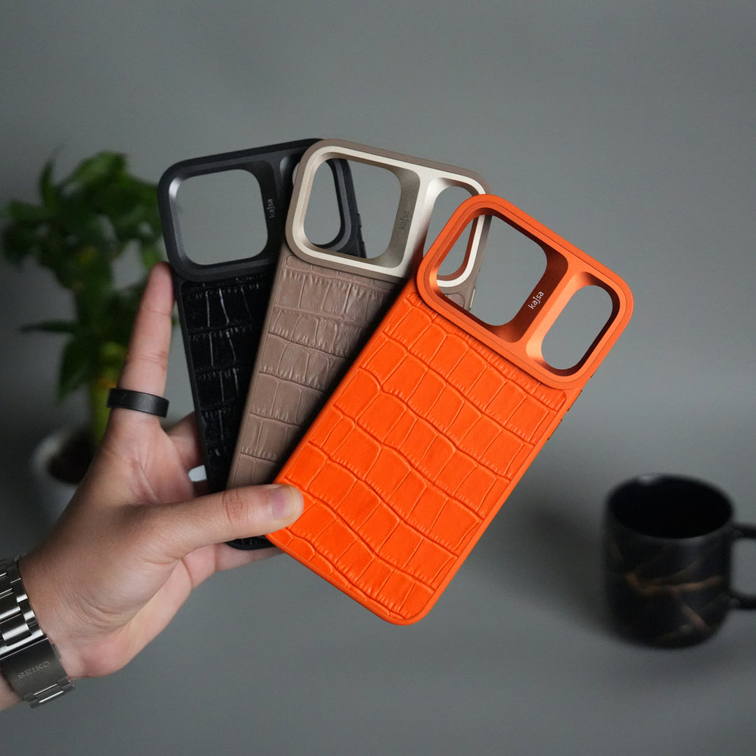 iPhone 17 Pro Crocodile Leather Pattern Case | Premium Luxury Back Cover with Metal Camera Frame