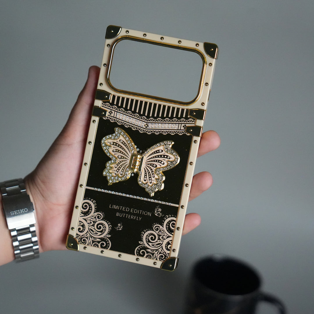 iPhone 17 Series Luxury Butterfly Case | Trunk Frame Shockproof Cover with 3D Butterfly | Premium Limited Edition Design