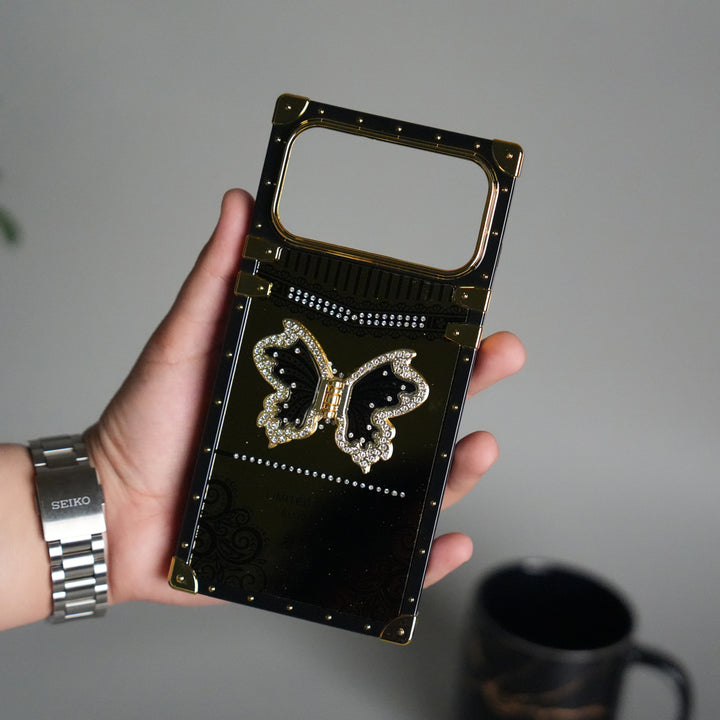 iPhone 17 Series Luxury Butterfly Case | Trunk Frame Shockproof Cover with 3D Butterfly | Premium Limited Edition Design