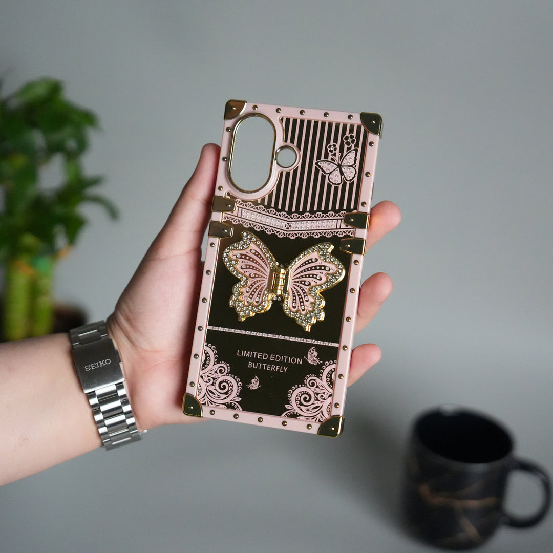 iPhone 17 Luxury Butterfly Case | Trunk Frame Shockproof Cover with 3D Butterfly | Premium Limited Edition Design