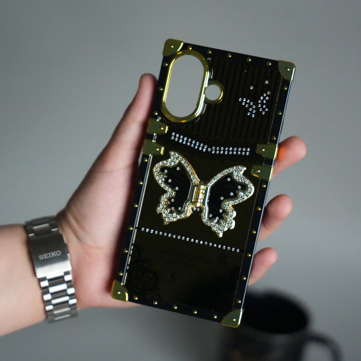 iPhone 17 Luxury Butterfly Case | Trunk Frame Shockproof Cover with 3D Butterfly | Premium Limited Edition Design