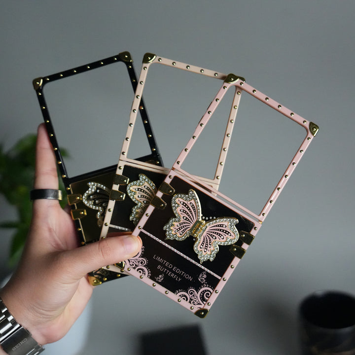 Galaxy Z Flip 7 Luxury Butterfly Case | Trunk Frame Cover with 3D Butterfly | Premium Limited Edition Design