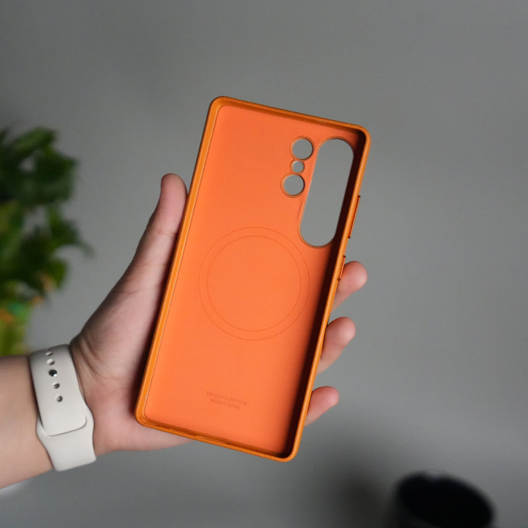 Galaxy S25 Ultra MagSafe PU Leather Back Cover | Premium PU Leather | Slim & Elegant Hard Case