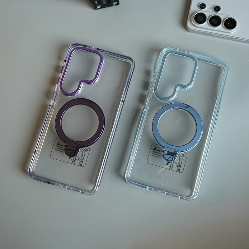 FRATO Samsung S26 Ultra Clear Case for Samsung Galaxy S26 Ultra | Metal Camera Frame &amp; 360° Rotating Stand Protective Cover