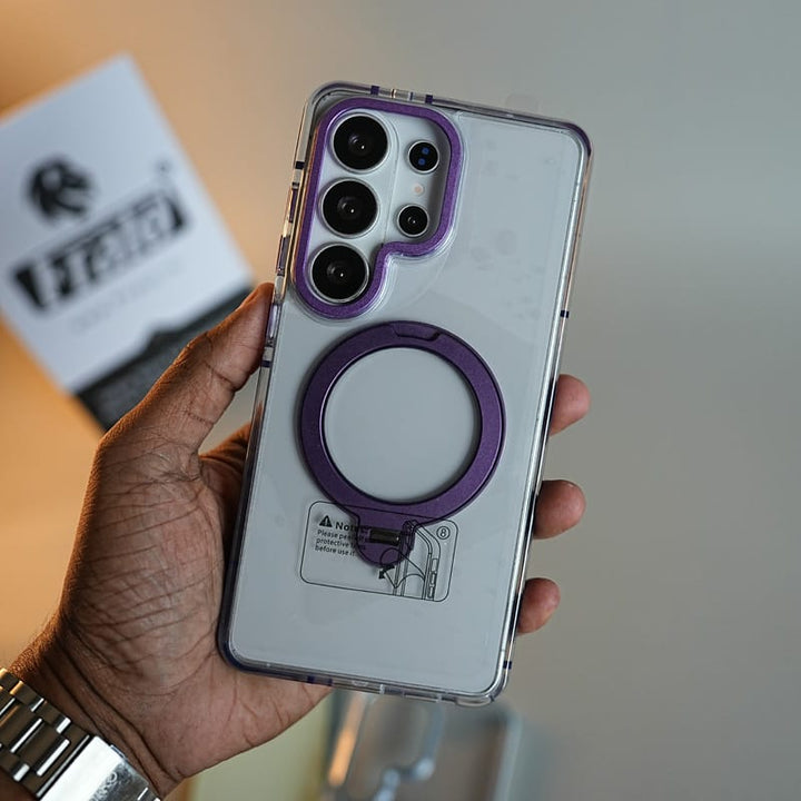 FRATO Samsung S26 Ultra Clear Case for Samsung Galaxy S26 Ultra | Metal Camera Frame &amp; 360° Rotating Stand Protective Cover