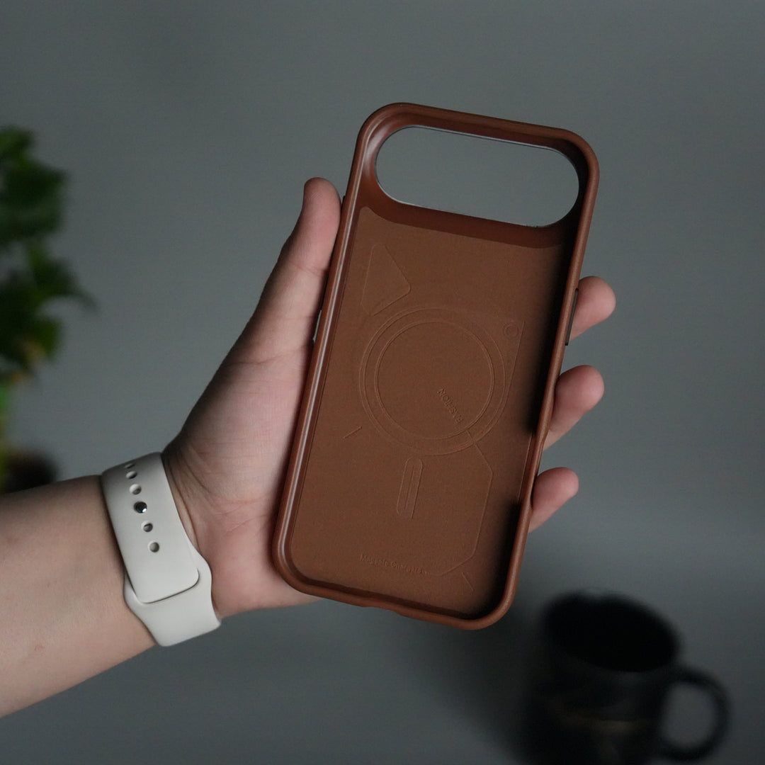 iPhone 17 Air Leather Texture MagSafe PVC NUIU Case With Metal Camera Bump