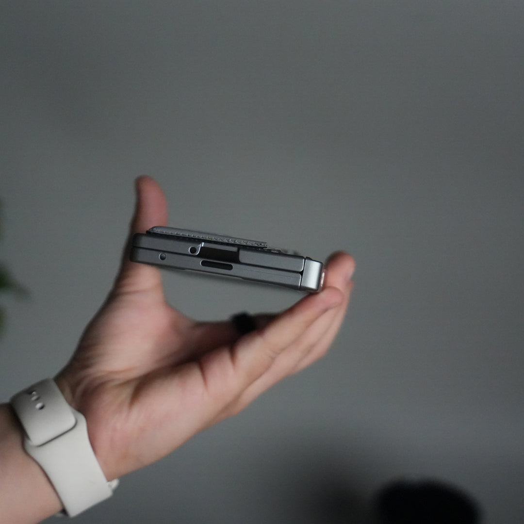 Galaxy Z Fold 7 Camera Shutter Case | Slim Hard Back Cover with Card Holder & Hinge Kickstand | Shockproof Protective Case