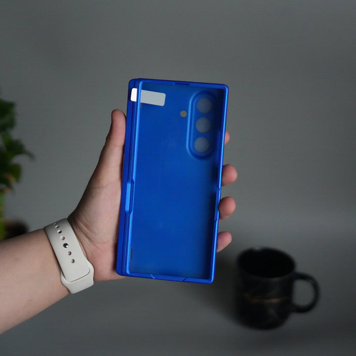 Galaxy Z Fold 7 Camera Shutter Case | Slim Hard Back Cover with Card Holder & Hinge Kickstand | Shockproof Protective Case