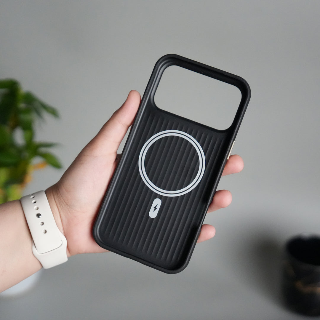 iPhone 17 Pro Max MagSafe Case | Premium Suitcase Textured Grip Cover with Metal Camera Bumper