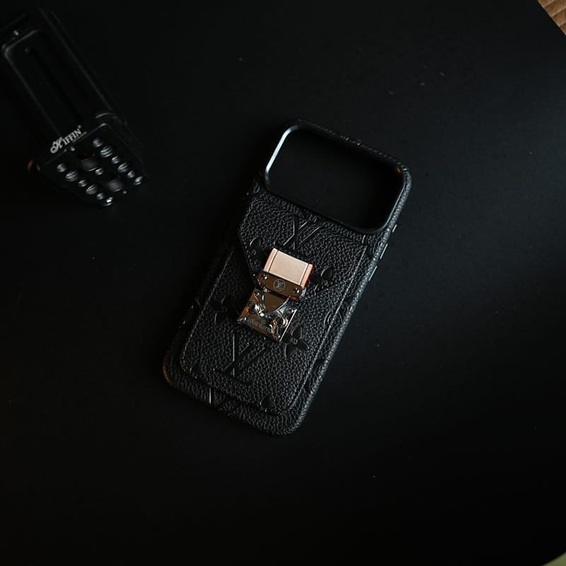 FRATO iPhone 17 Series Premium Monogram Leather-Texture Card Holder Case for iPhone 17 Series | Stylish Wallet Pocket Protective Cover