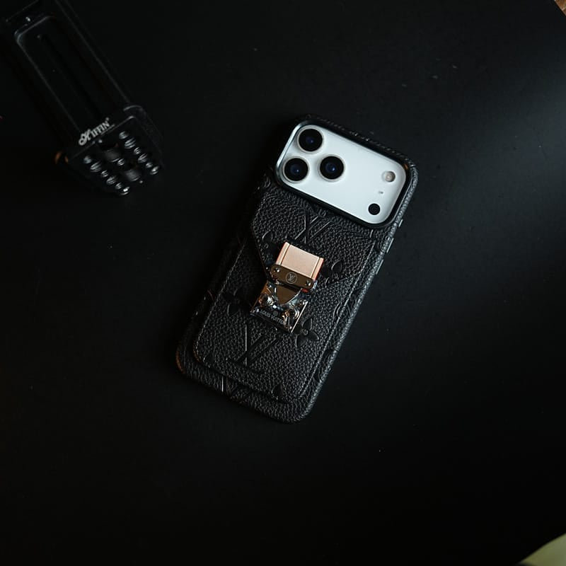 FRATO iPhone 17 Series Premium Monogram Leather-Texture Card Holder Case for iPhone 17 Series | Stylish Wallet Pocket Protective Cover