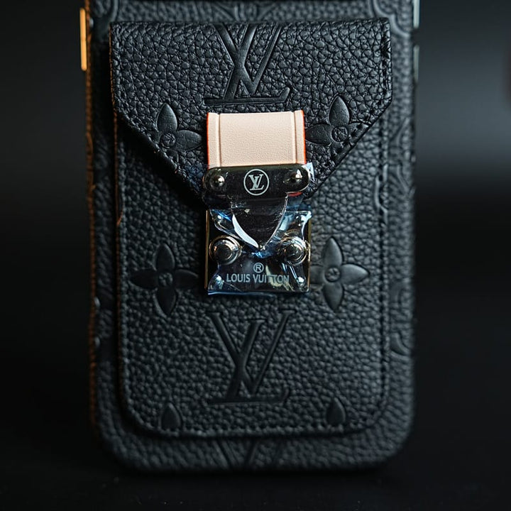 FRATO iPhone 17 Series Premium Monogram Leather-Texture Card Holder Case for iPhone 17 Series | Stylish Wallet Pocket Protective Cover