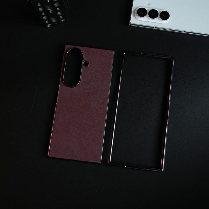FRATO Z Fold 8 Series Burgundy Leather-Texture Case for Samsung Galaxy Z Fold 8 Ultra | Premium Matte Protective Back Cover