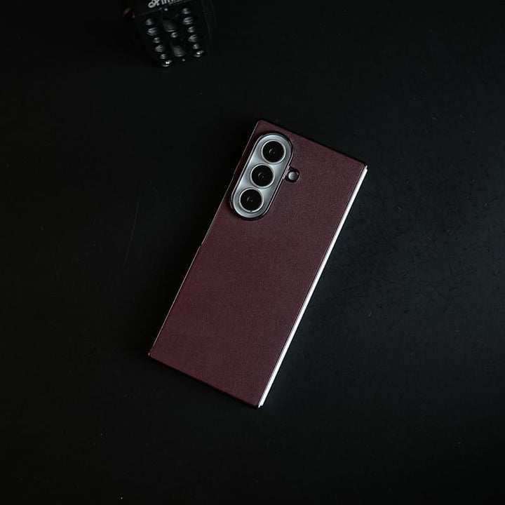 FRATO Z Fold 8 Series Burgundy Leather-Texture Case for Samsung Galaxy Z Fold 8 Ultra | Premium Matte Protective Back Cover