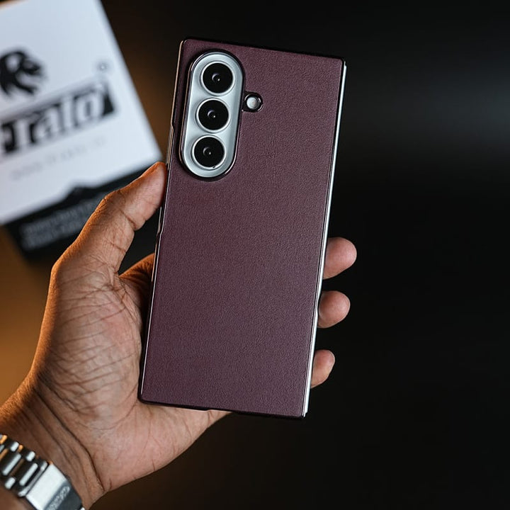 FRATO Z Fold 8 Series Burgundy Leather-Texture Case for Samsung Galaxy Z Fold 8 Ultra | Premium Matte Protective Back Cover