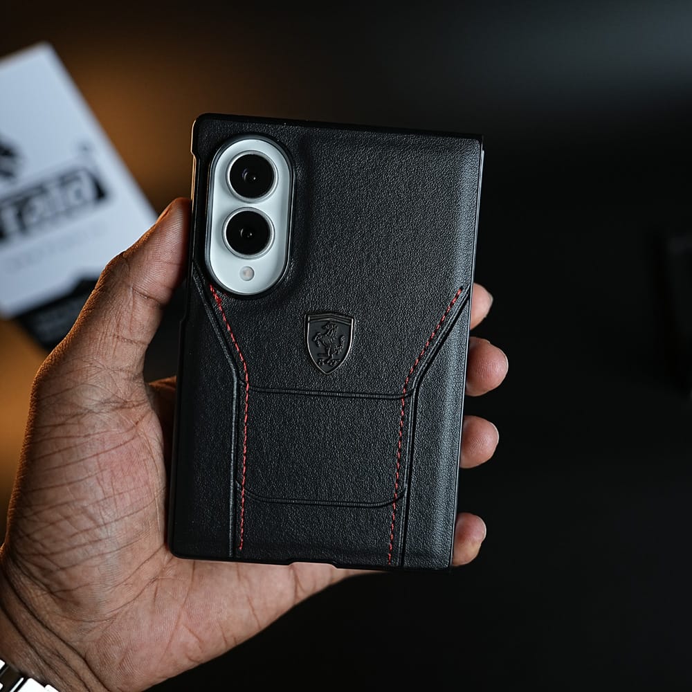 FRATO Z Fold 8 Series Racing-Inspired Leather-Texture Case for Samsung Galaxy Z Fold 8 | Sporty Stitching &amp; Shield Emblem Design