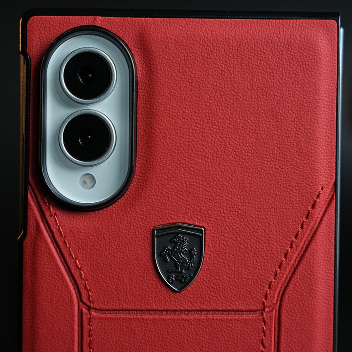 FRATO Z Fold 8 Series Racing-Inspired Leather-Texture Case for Samsung Galaxy Z Fold 8 | Sporty Stitching &amp; Shield Emblem Design