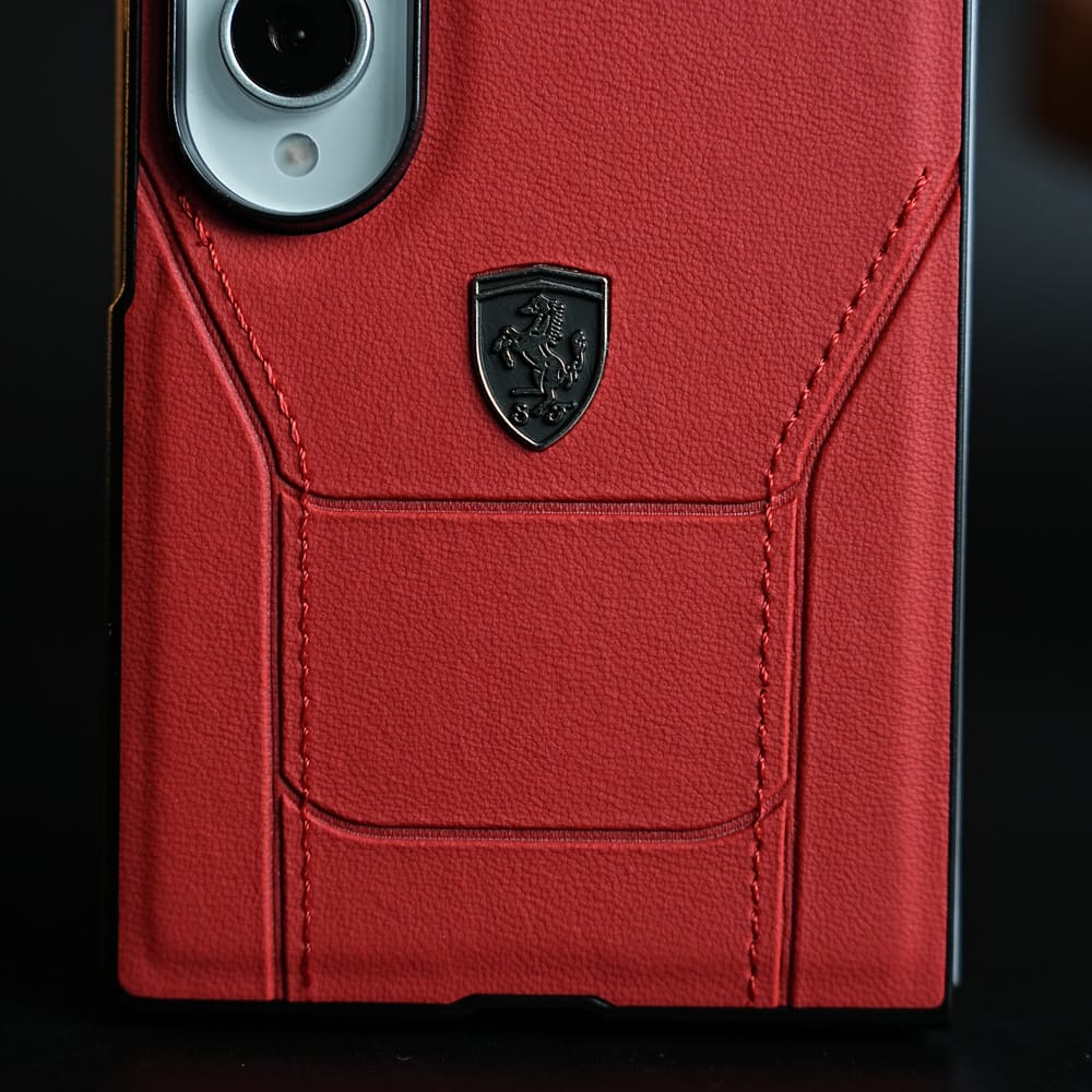 FRATO Z Fold 8 Series Racing-Inspired Leather-Texture Case for Samsung Galaxy Z Fold 8 | Sporty Stitching &amp; Shield Emblem Design