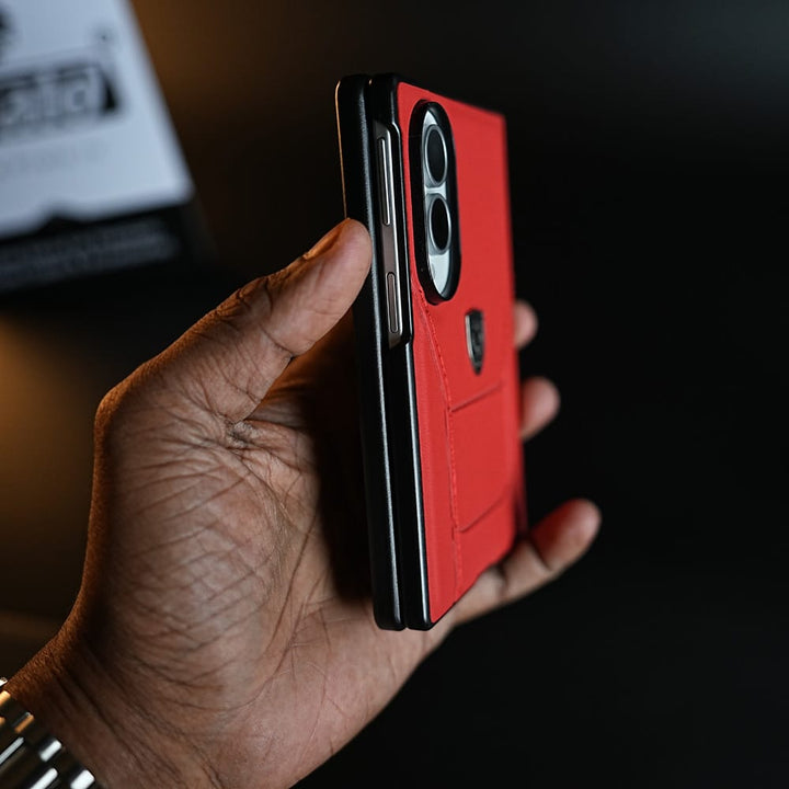 FRATO Z Fold 8 Series Racing-Inspired Leather-Texture Case for Samsung Galaxy Z Fold 8 | Sporty Stitching &amp; Shield Emblem Design