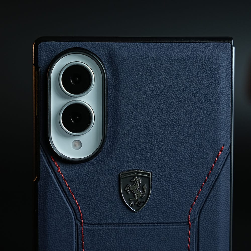 FRATO Z Fold 8 Series Racing-Inspired Leather-Texture Case for Samsung Galaxy Z Fold 8 | Sporty Stitching &amp; Shield Emblem Design