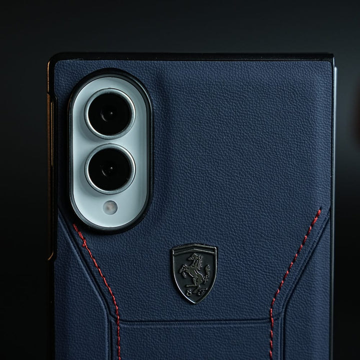 FRATO Z Fold 8 Series Racing-Inspired Leather-Texture Case for Samsung Galaxy Z Fold 8 | Sporty Stitching &amp; Shield Emblem Design