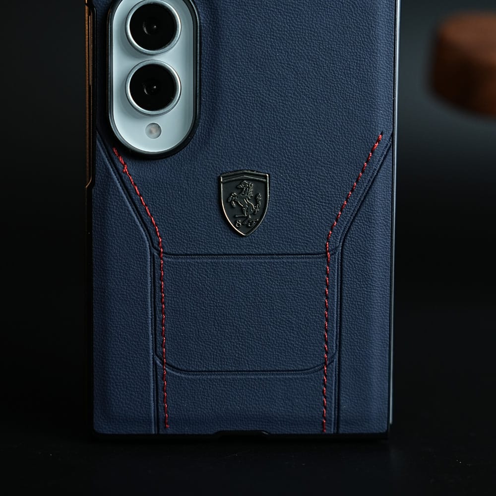 FRATO Z Fold 8 Series Racing-Inspired Leather-Texture Case for Samsung Galaxy Z Fold 8 | Sporty Stitching &amp; Shield Emblem Design