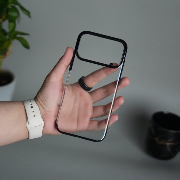 iPhone 17 Pro Max Clear Transparent Case | Slim Back Cover with Electroplated Edges | Blue