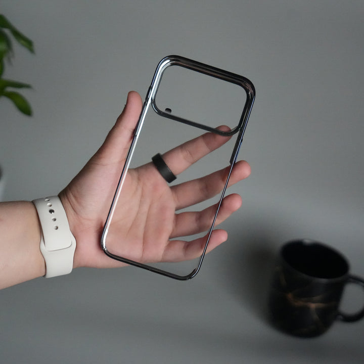 iPhone 17 Pro Clear Transparent Case | Slim Back Cover with Electroplated Edges | Blue