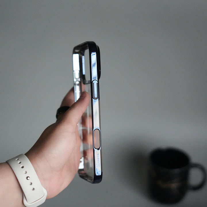 iPhone 17 Pro Clear Transparent Case | Slim Back Cover with Electroplated Edges | Blue