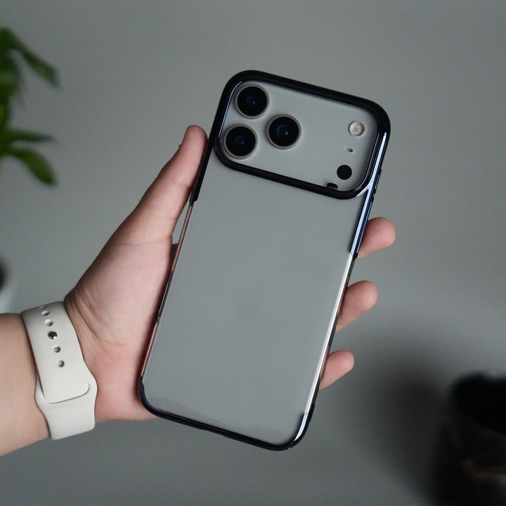 iPhone 17 Pro Clear Transparent Case | Slim Back Cover with Electroplated Edges | Blue