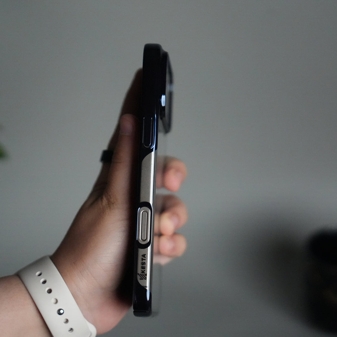 iPhone 17 Pro Clear Transparent Case | Slim Back Cover with Electroplated Edges | Blue