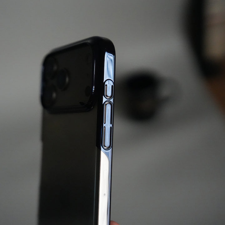 iPhone 17 Pro Max Clear Transparent Case | Slim Back Cover with Electroplated Edges | Blue