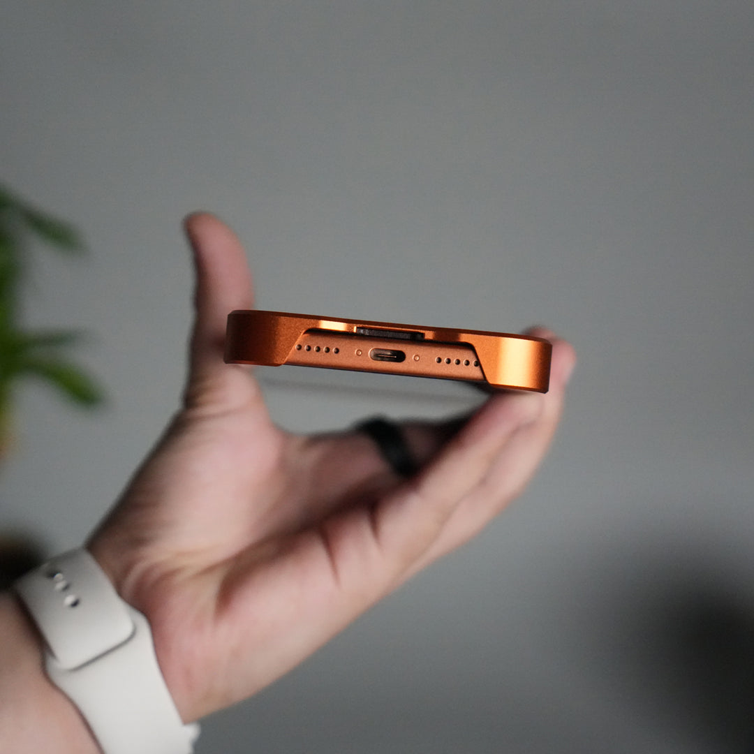 iPhone 17 Series Frameless Wooden Aluminium Case | Premium Metal Rotating Stand | Shockproof Luxury Wood Back Cover