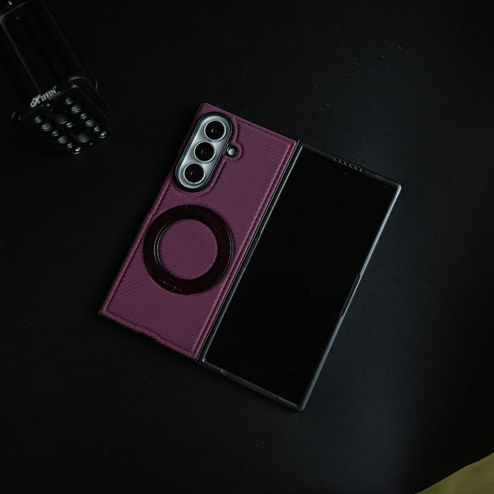 FRATO Z Fold 8 Series Carbon Fiber Texture Case for Samsung Galaxy Z Fold 8 Ultra | Rotating Metal Ring Stand Protective Cover