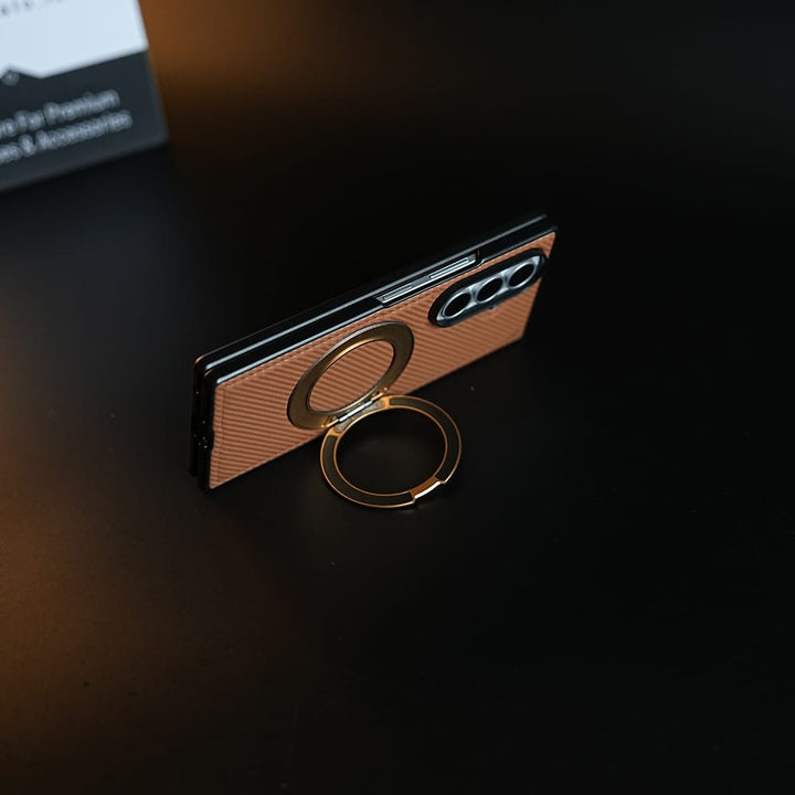 FRATO Z Fold 8 Series Carbon Fiber Texture Case for Samsung Galaxy Z Fold 8 Ultra | Rotating Metal Ring Stand Protective Cover