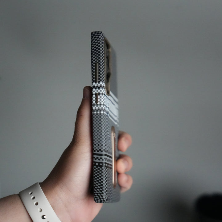 Samsung S24 Ultra Premium Pattern Back Case with Metal Kickstand | Slim Shockproof Protective Cover