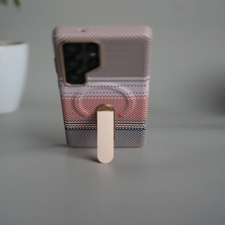 Samsung S24 Ultra Premium Pattern Back Case with Metal Kickstand | Slim Shockproof Protective Cover