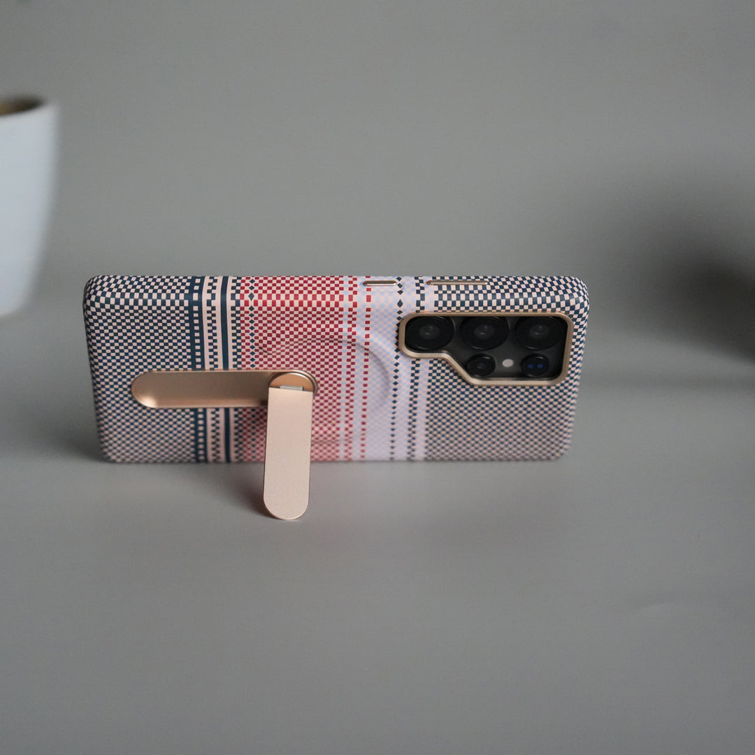 Samsung S24 Ultra Premium Pattern Back Case with Metal Kickstand | Slim Shockproof Protective Cover