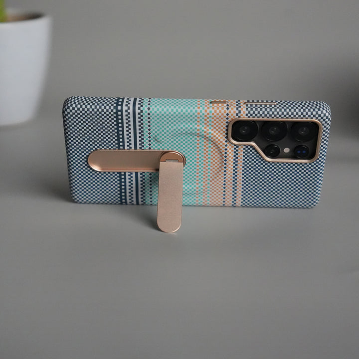 Samsung S24 Ultra Premium Pattern Back Case with Metal Kickstand | Slim Shockproof Protective Cover